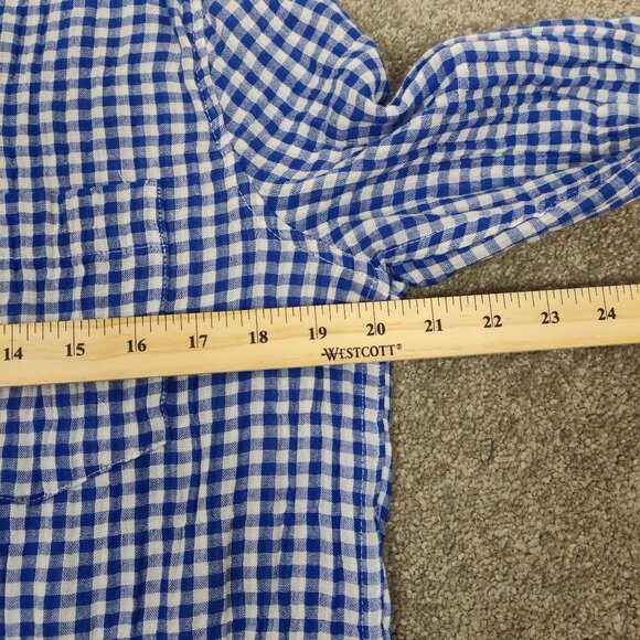 GAP Women's Boyfriend Fit Plaid Button Down Shirt in Blue White Size Small Boho - Picture 7 of 9